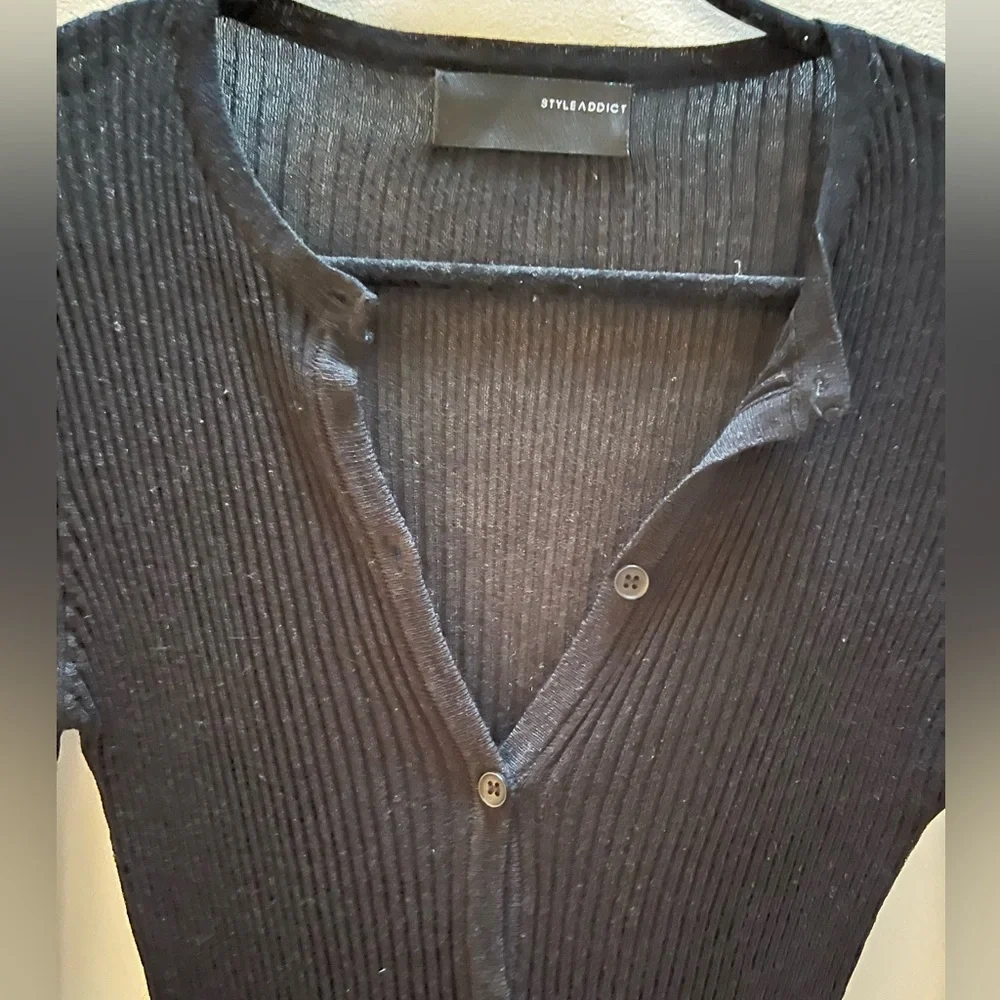 Style Addict Black Ribbed Knit Cardigan - Picture 3 of 3